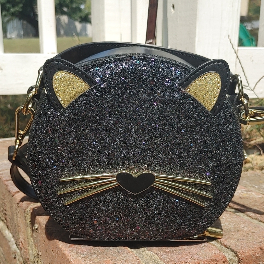 Clever & Ketch Round Glitter Cat Crossbody